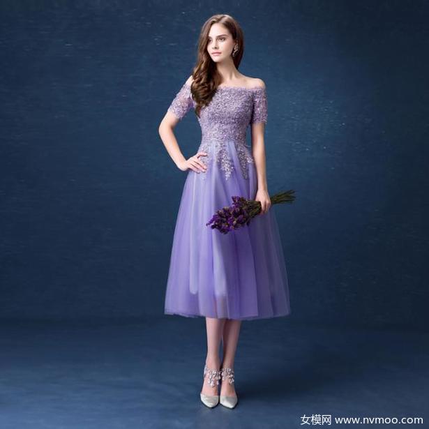紫色气质小礼服