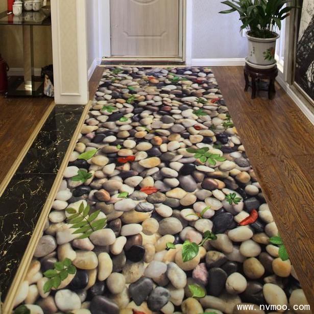 鹅卵石地垫3D立体印花地毯