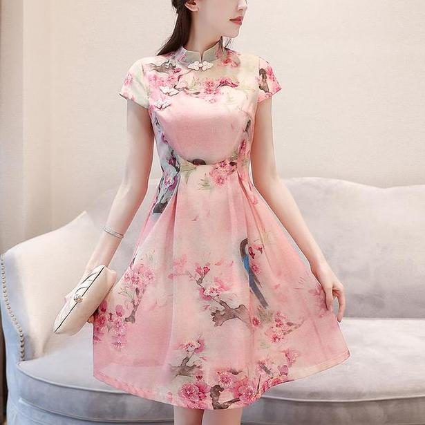 时尚中国风低领旗袍裙
